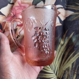 Vintage 60s KIG Indonesia Pink Depression-style Pressed Glass Creamer/Pitcher
